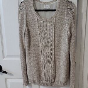 Lucky Brand Knit Scoop Neck Sweater - Beige